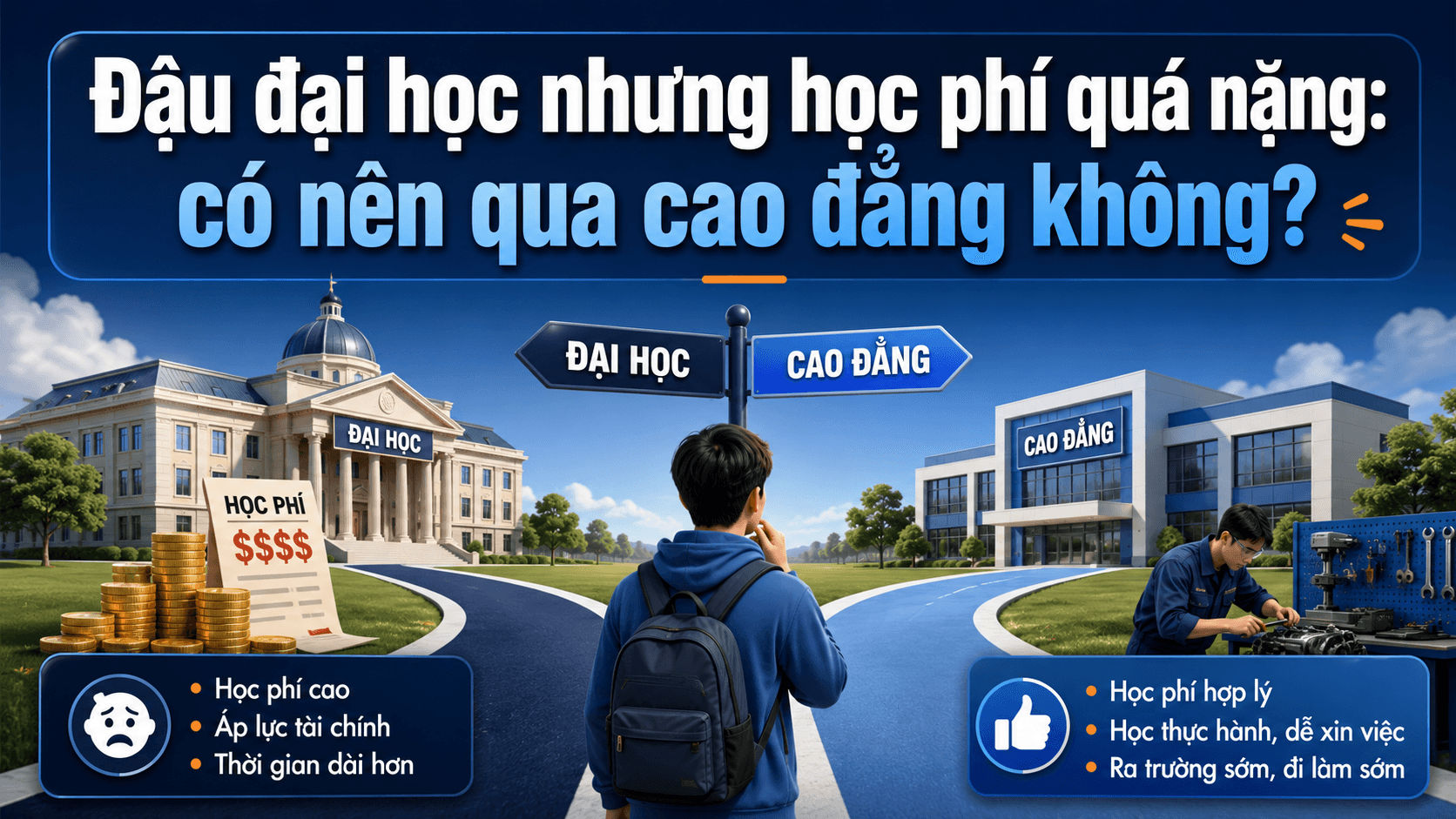 Đậu đại học nhưng học phí quá nặng: có nên qua cao đẳng không?