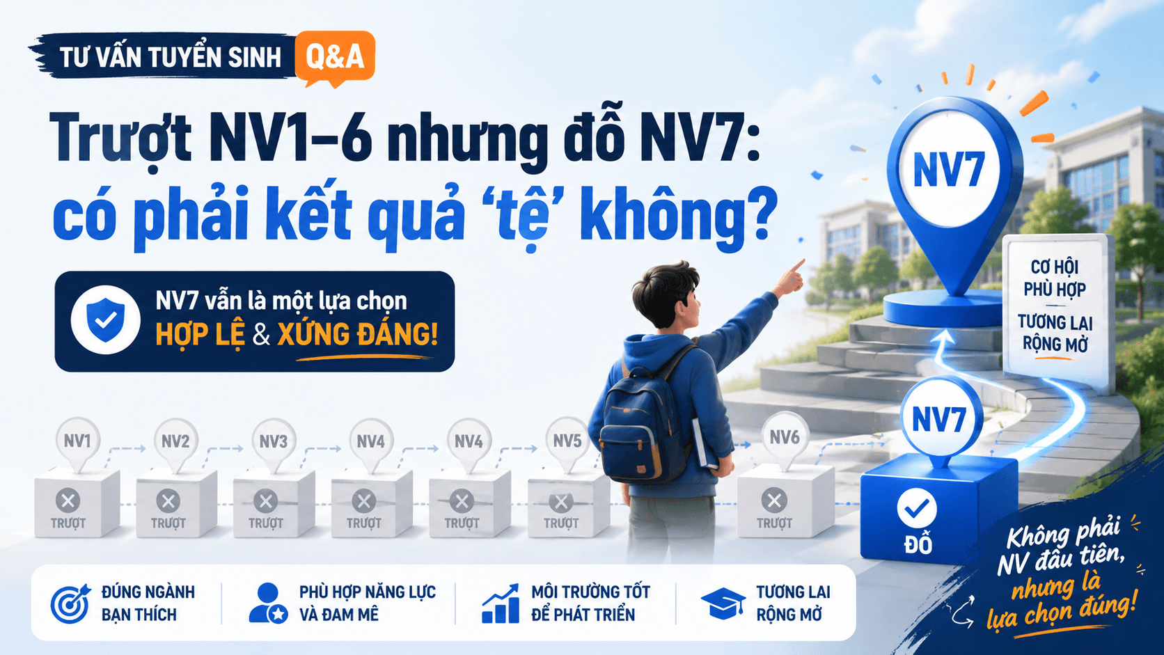 Trượt NV1–6 nhưng đỗ NV7: có phải kết quả “tệ” không?