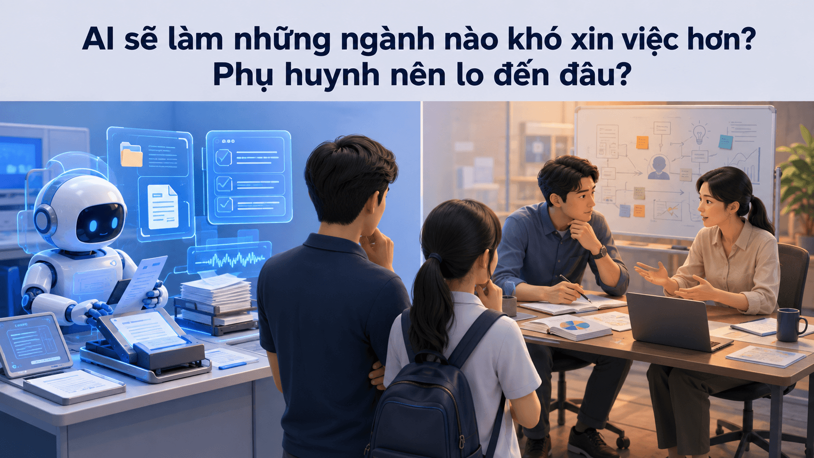 AI sẽ làm những ngành nào khó xin việc hơn? Phụ huynh nên lo đến đâu?